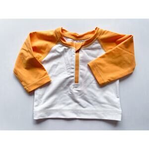 Baby Boys Hanna Andersson Orange and White Rash Guard Swim Shirt Size 3-6 Months